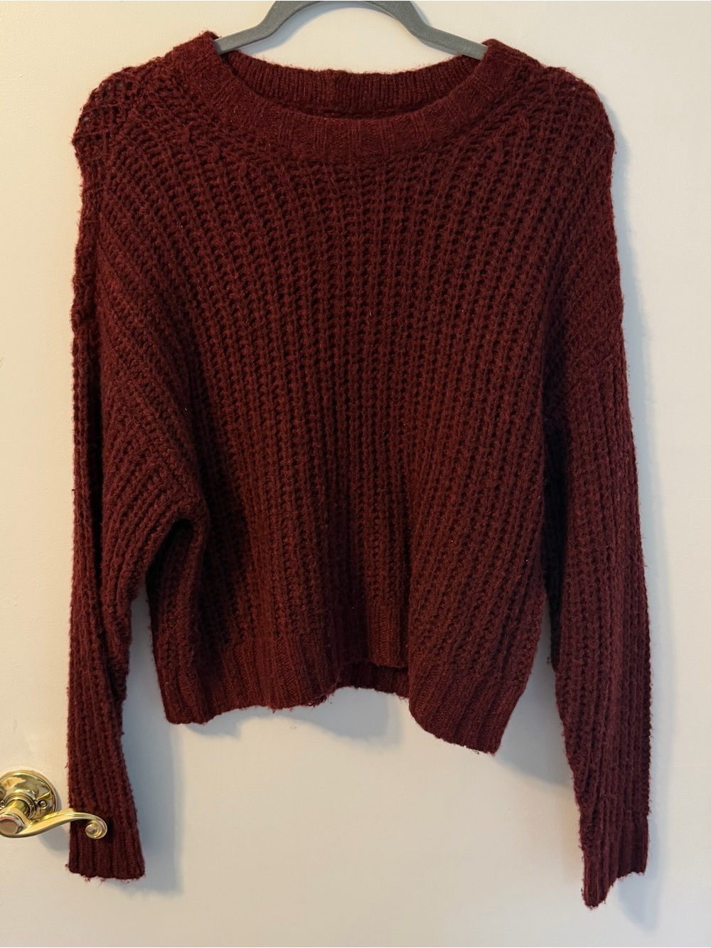 American Eagle Outfitters Chunky Crewneck Sweater - Wine